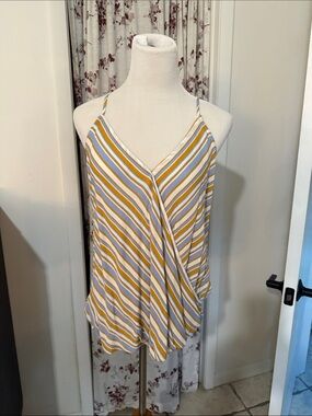 Market & Spruce Yellow and White Striped Wrap-Front Cami
